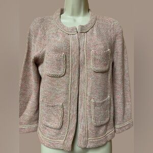 🩷Ann Taylor Tweed Jacket Blushy Pink Silver Metallic S